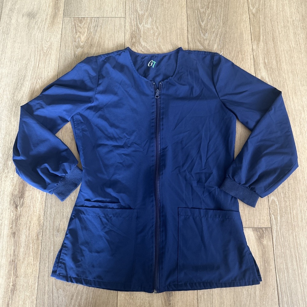 GT Performance Women's Scrub Full Zip Jacket‎ Medical Pockets Blue Size Small
